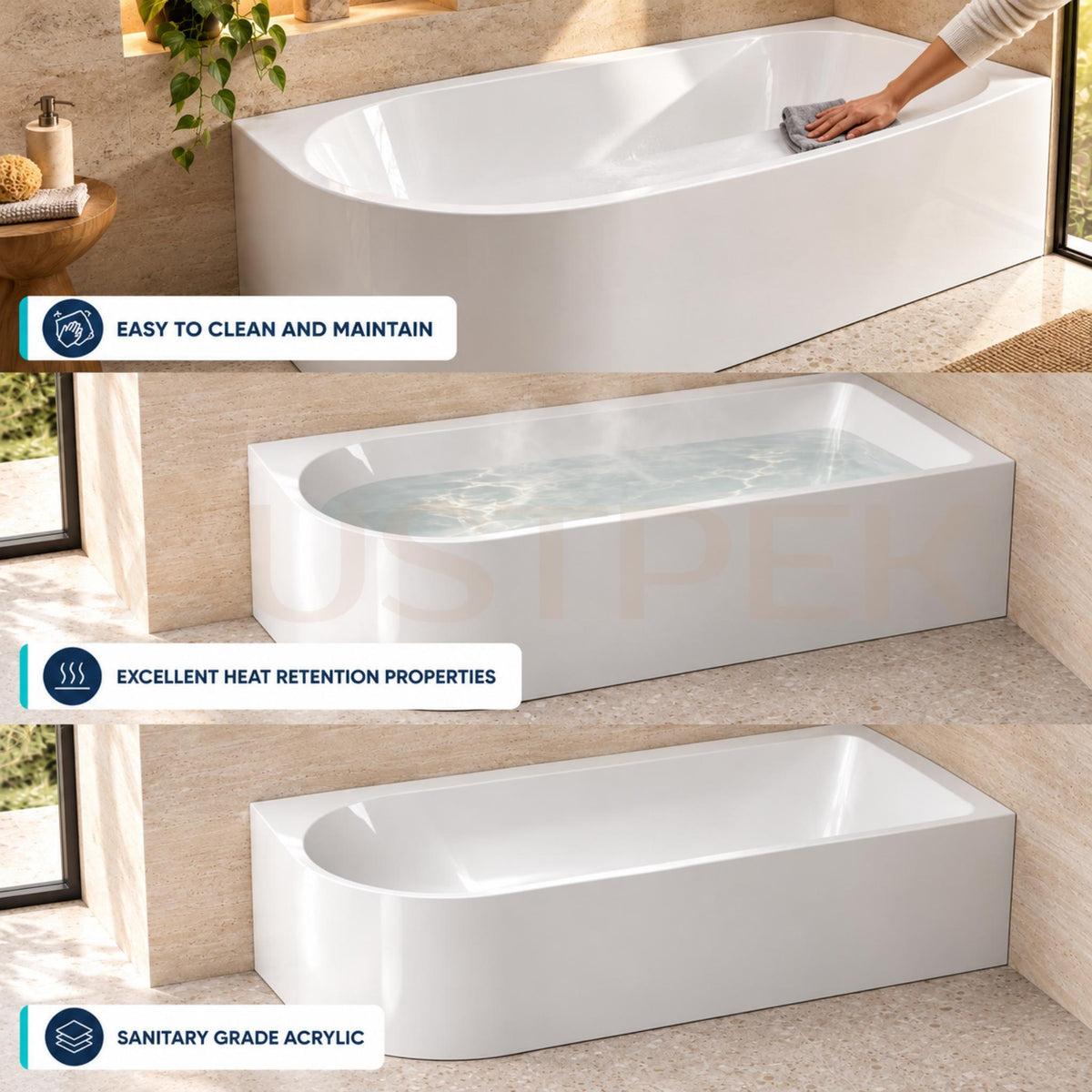 SEIMA PLATI 110 LEFT CORNER BATHTUB WITH OVERFLOW GLOSS WHITE 1500MM