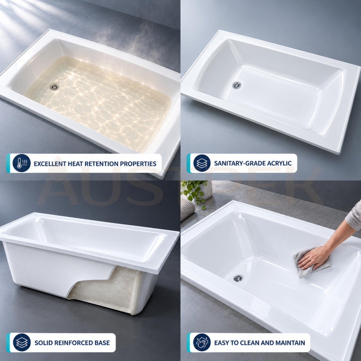 SEIMA SYROS 103 INSET BATHTUB WITH PREMIUM OVERFLOW GLOSS WHITE (AVAILABLE IN 1525MM AND 1675MM)