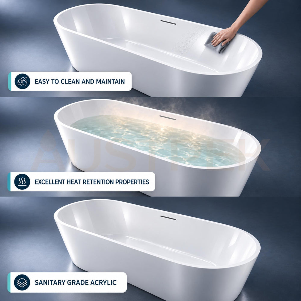 SEIMA SYROS 105 FREESTANDING BATHTUB WITH OVERFLOW GLOSS WHITE (AVAILABLE IN 1500MM AND 1700MM)