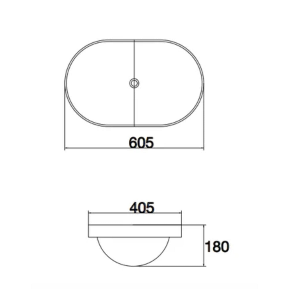 CLAYA OVAL SEMI INSET BASIN GLOSS WHITE 605MM
