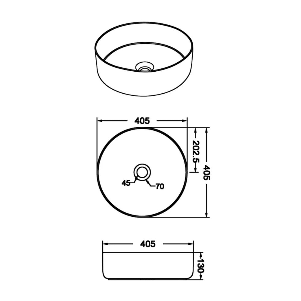 CLAYA ROUND ABOVE COUNTER BASIN MATTE STONE MARBLE LOOK 400MM