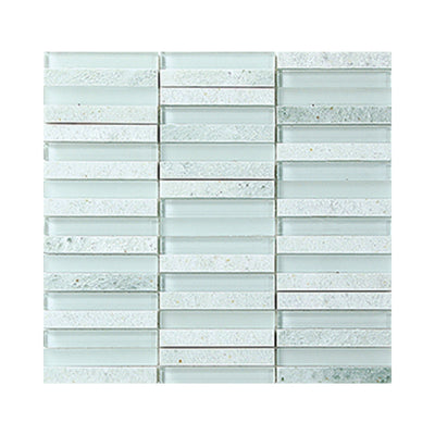 EVERSTONE GLASSTONE GREEN OPAL BLEND MIXED 15X100MM RECTANGLE MOSAIC TILE (PER BOX)