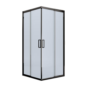 BELLA VISTA CALVI SEMI FRAMED DOUBLE DOOR SLIDING SHOWER SCREEN BLACK