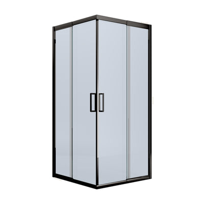 BELLA VISTA CALVI SEMI FRAMED DOUBLE DOOR SLIDING SHOWER SCREEN BLACK