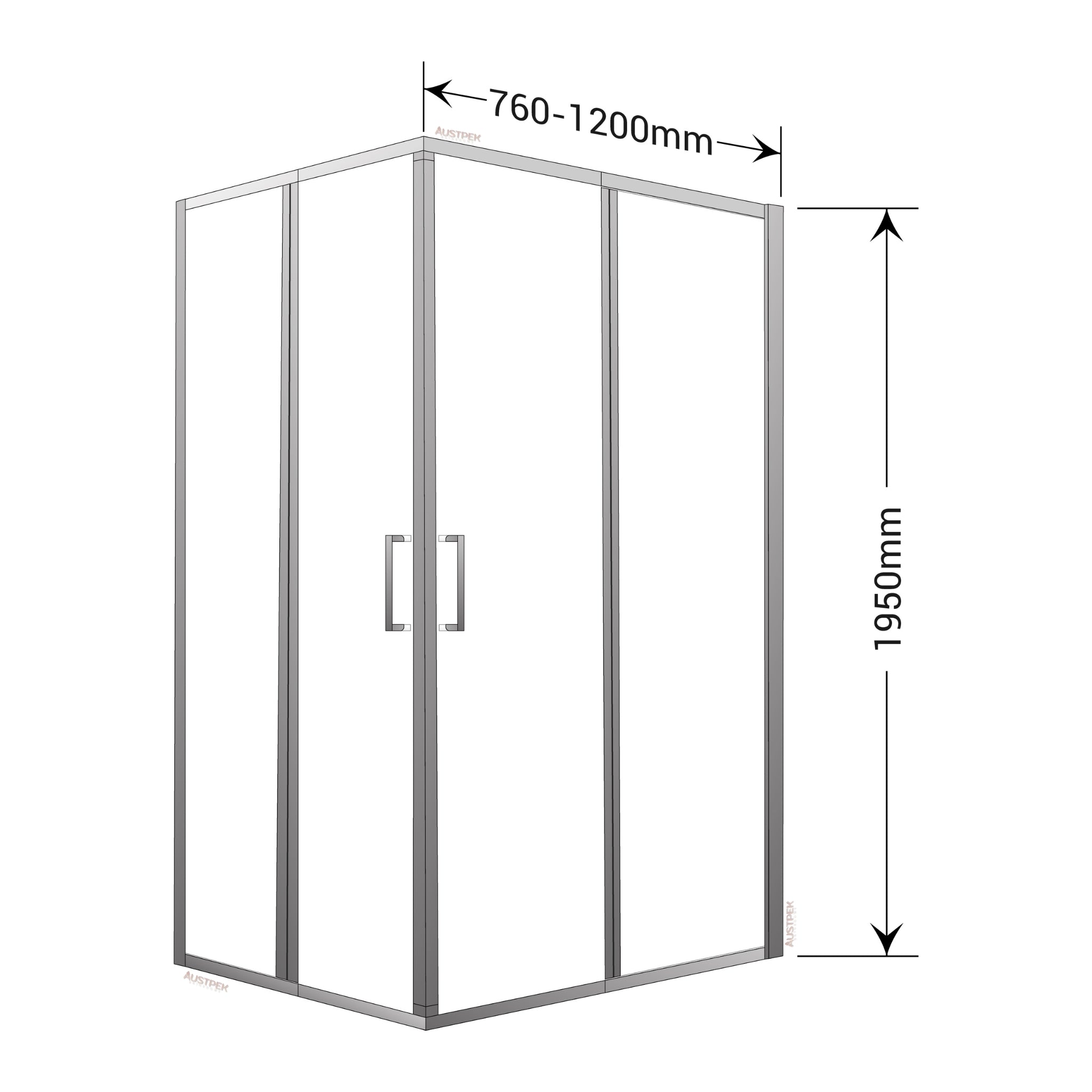 BELLA VISTA CALVI SEMI FRAMED DOUBLE DOOR SLIDING SHOWER SCREEN BLACK