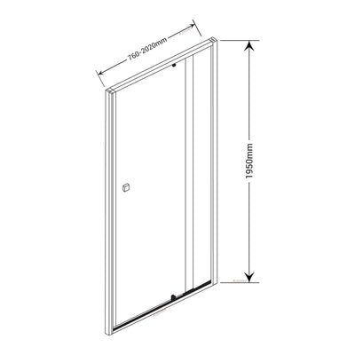 BELLA VISTA OLIVIA SEMI FRAMED PIVOT DOOR FRONT ONLY SHOWER SCREEN BLACK