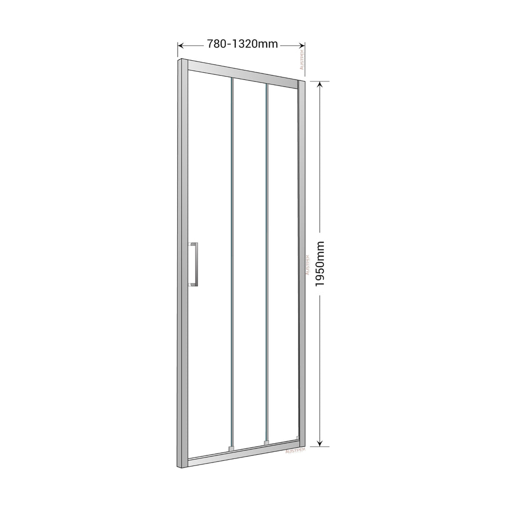 BELLA VISTA LAYLA SEMI FRAMED TRIPLE DOOR 2 SLIDING AND 1 FIXED FRONT ONLY PANEL CHROME