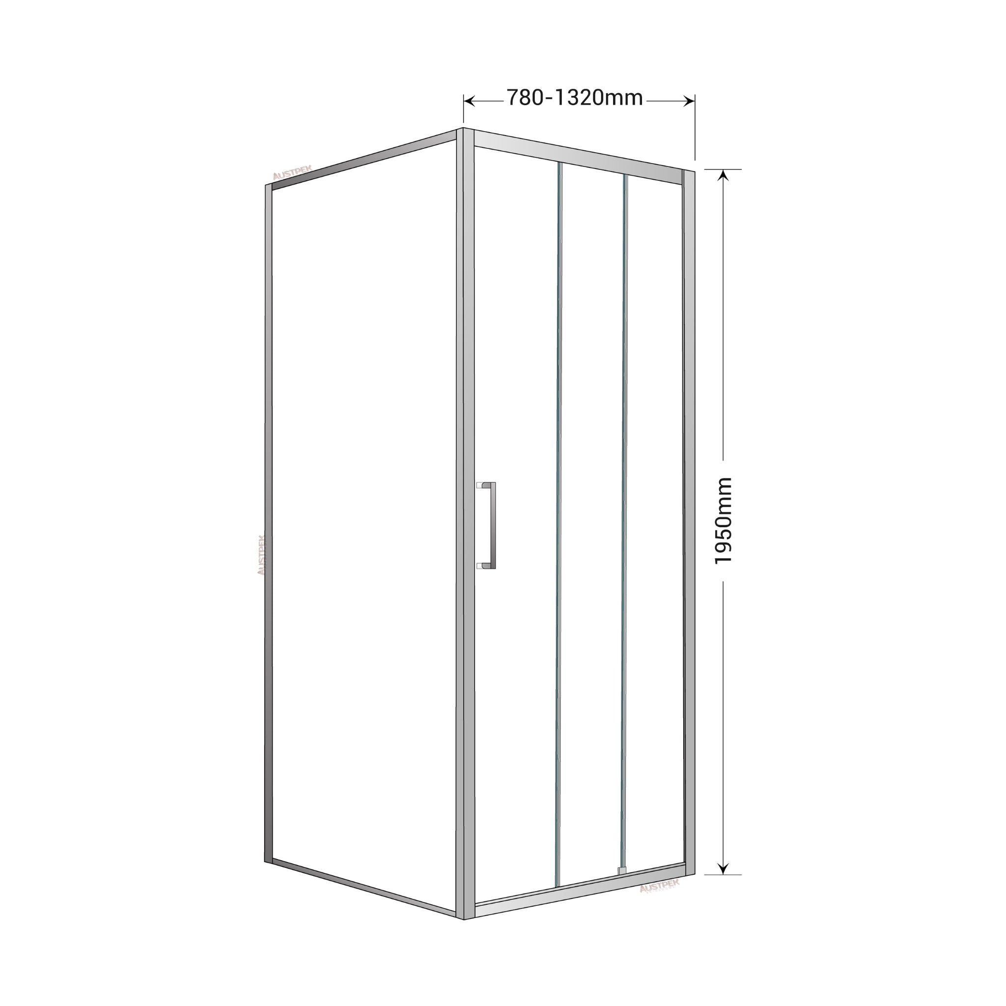 BELLA VISTA LAYLA SEMI FRAMED TRIPLE DOOR 2 SLIDING AND 1 FIXED FRONT AND RETURN PANEL