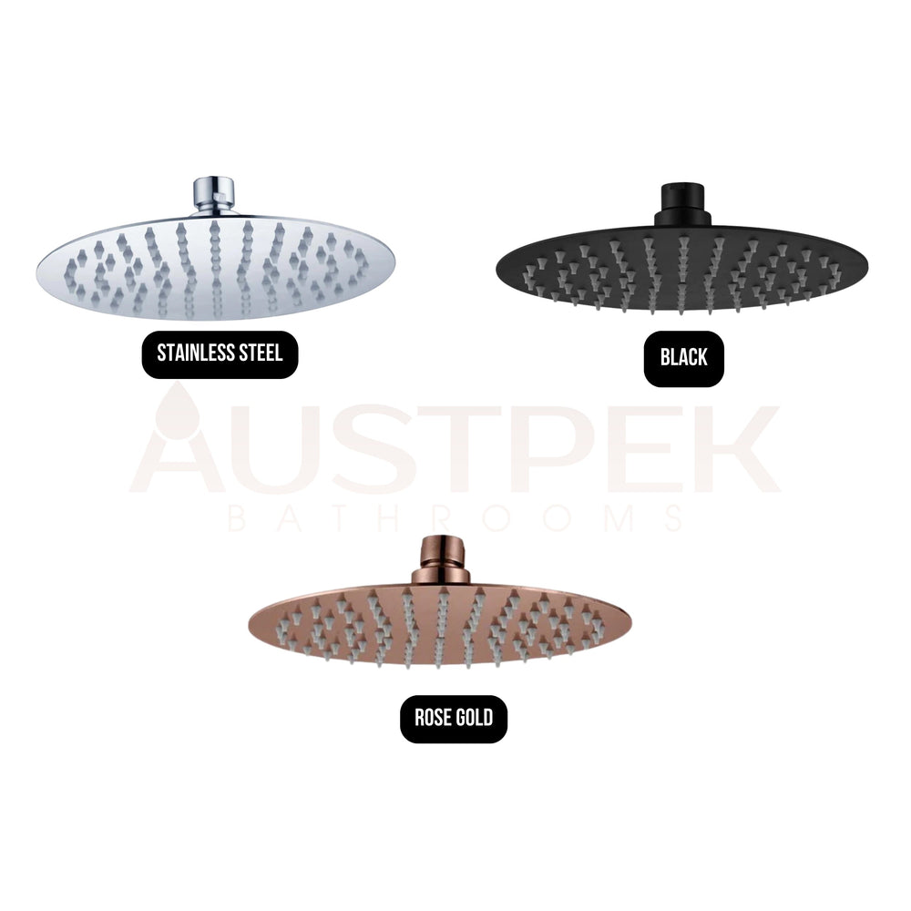 HELLYCAR ROUND STAINLESS STEEL SHOWER HEAD 200MM BLACK
