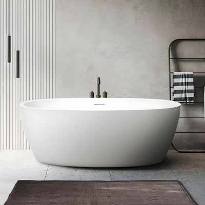 DECINA SHERATON FREESTANDING BATH WITH INTEGRATED OVERFLOW GLOSS WHITE 1600MM
