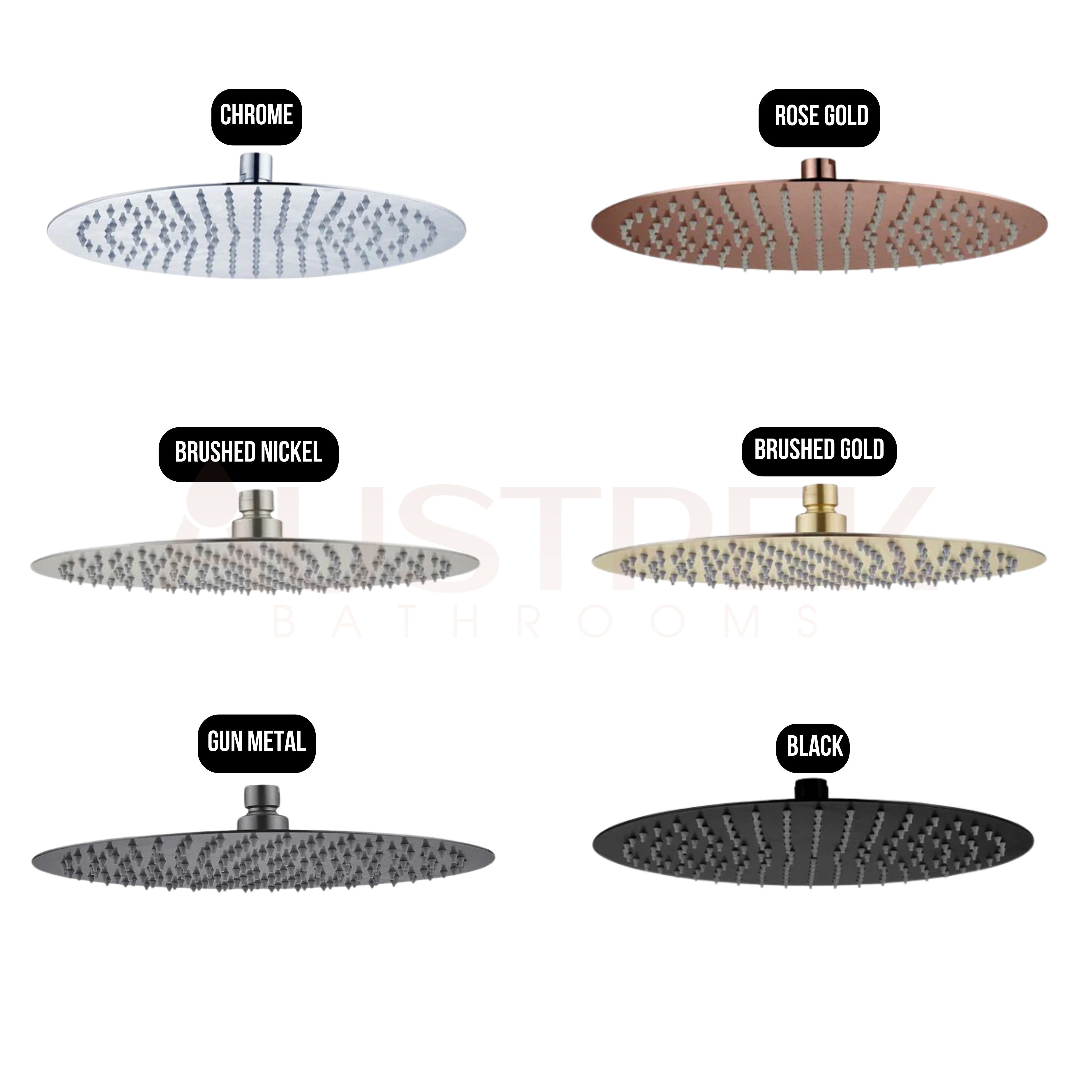 HELLYCAR ROUND STAINLESS STEEL SHOWER HEAD 300MM BRUSHED GUN METAL