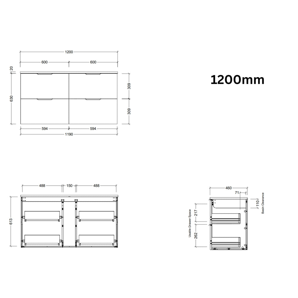 TIMBERLINE SUTHERLAND HOUSE CUSTOM WALL HUNG VANITY (ALL SIZING)