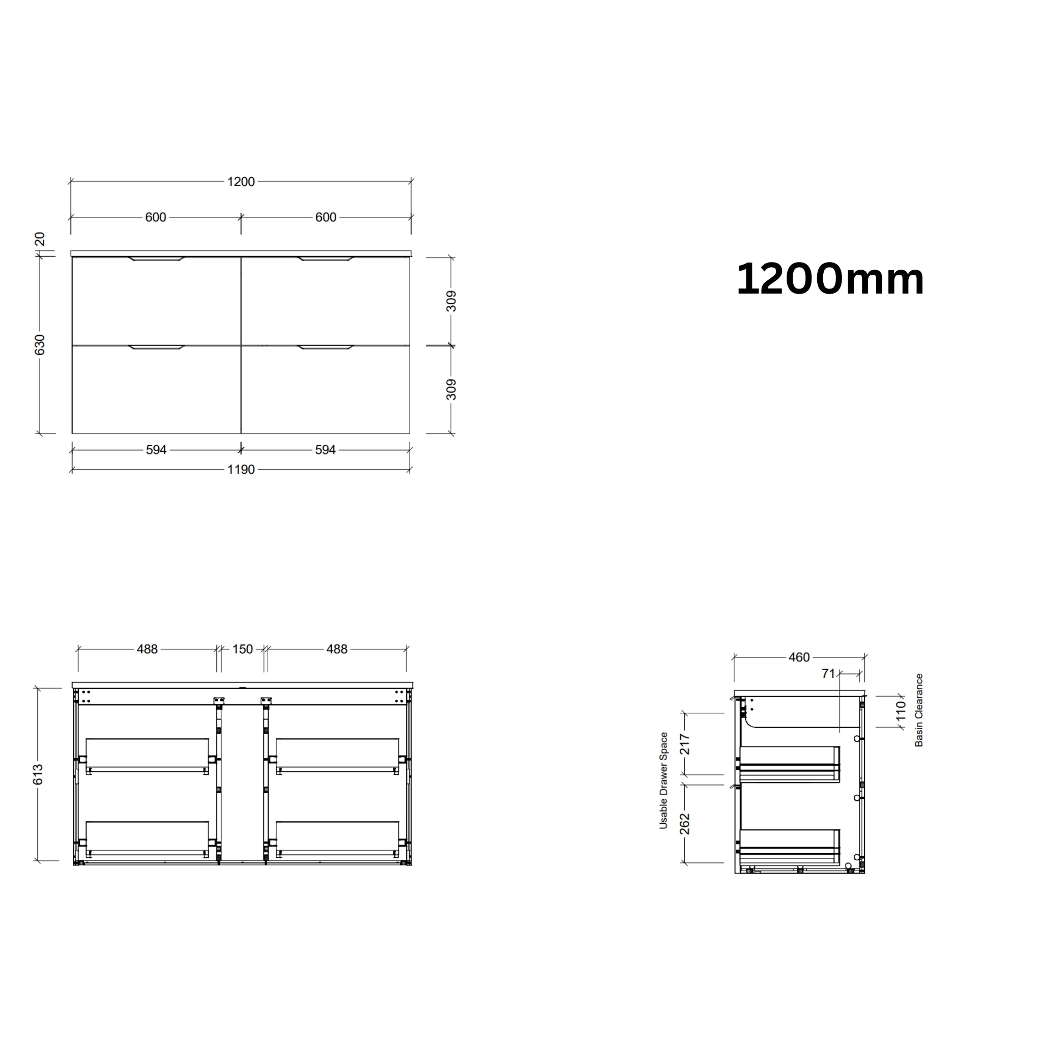 TIMBERLINE SUTHERLAND HOUSE CUSTOM WALL HUNG VANITY (ALL SIZING)