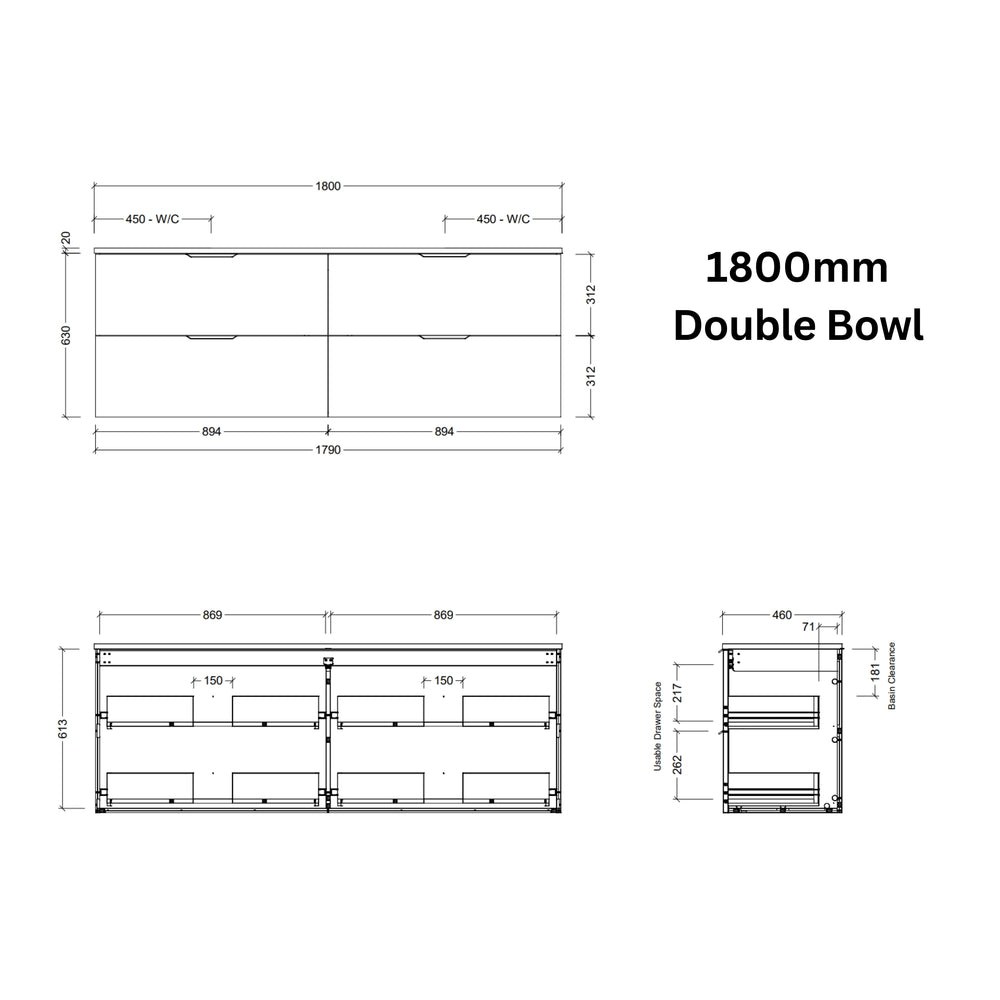 TIMBERLINE SUTHERLAND HOUSE CUSTOM WALL HUNG VANITY (ALL SIZING)
