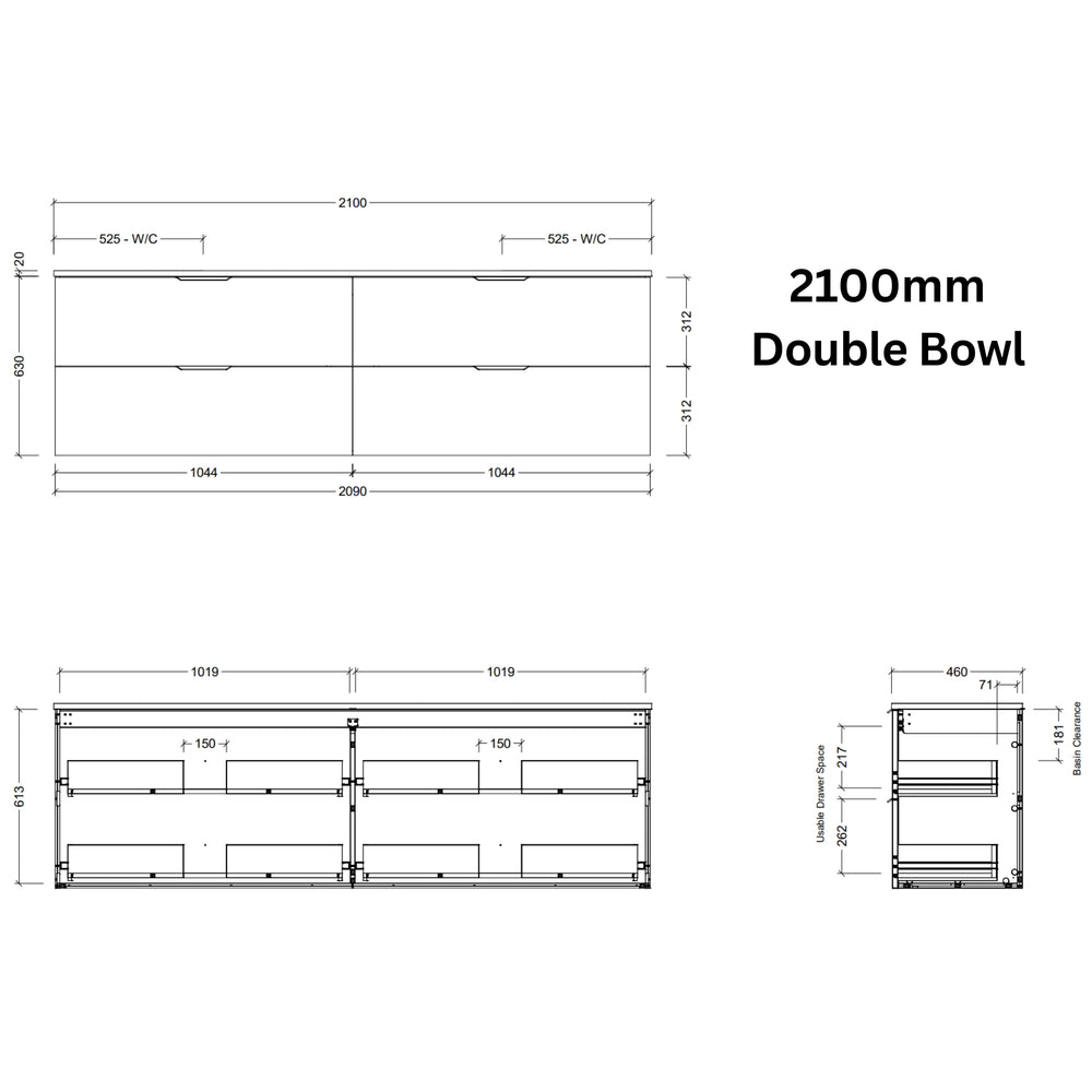 TIMBERLINE SUTHERLAND HOUSE CUSTOM WALL HUNG VANITY (ALL SIZING)