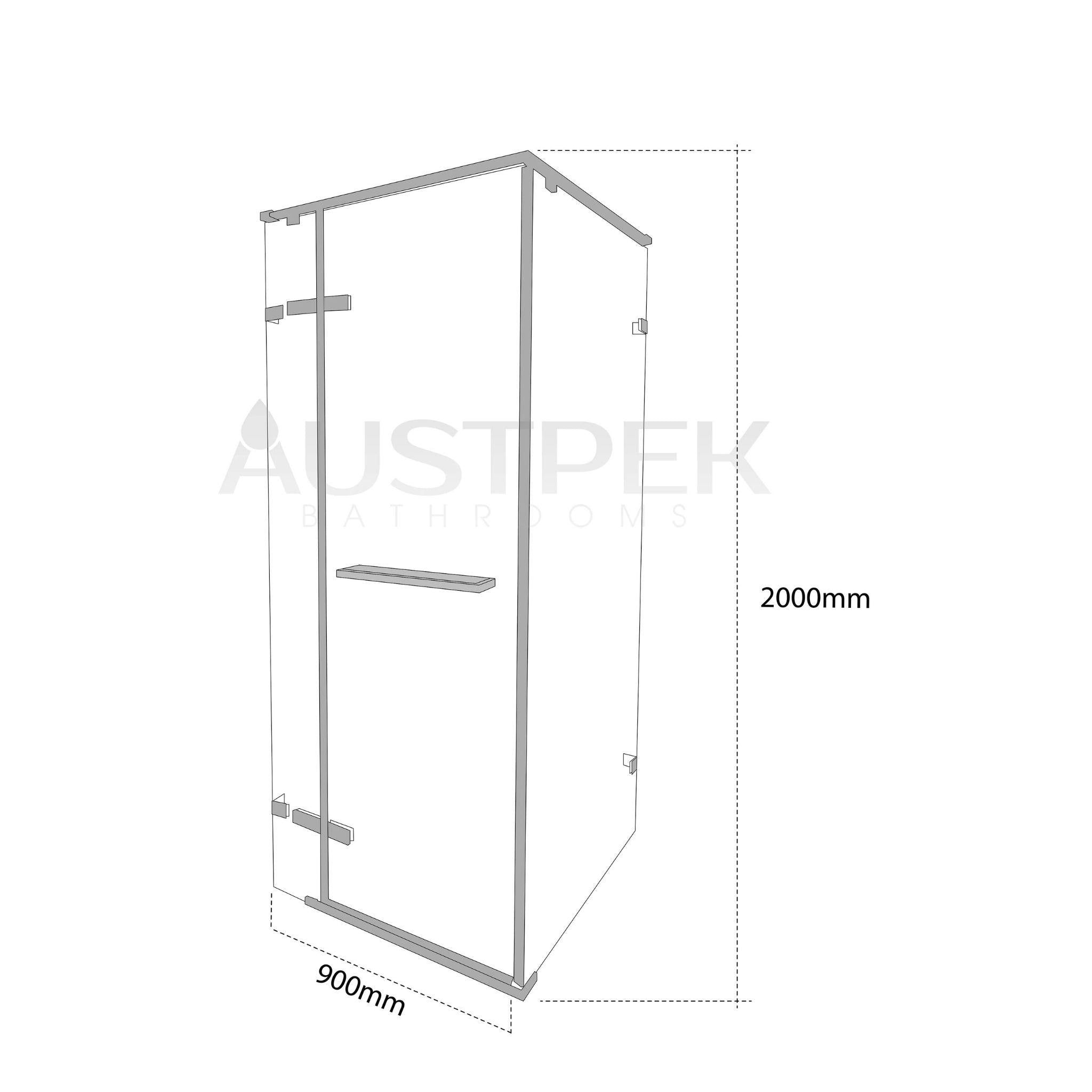 BTH SEMI-FRAMELESS PIVOT DOOR CORNER SHOWER SCREEN MATTE BLACK