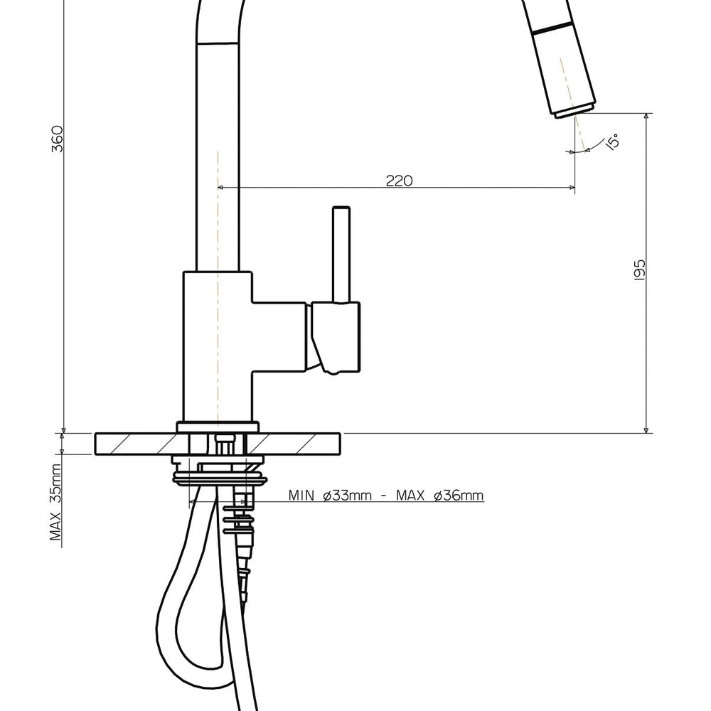 ARMANDO VICARIO PULL-OUT SINK MIXER 360MM BLACK