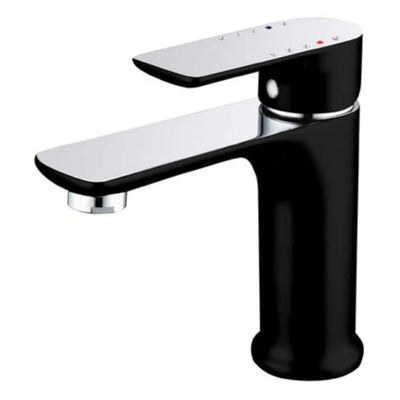 TAPART SLEEK BASIN MIXER 158MM LUXURY BLACK AND CHROME