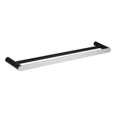 TAPART SLEEK DOUBLE NON-HEATED TOWEL RAIL BLACK AND CHROME 600MM AND 800MM