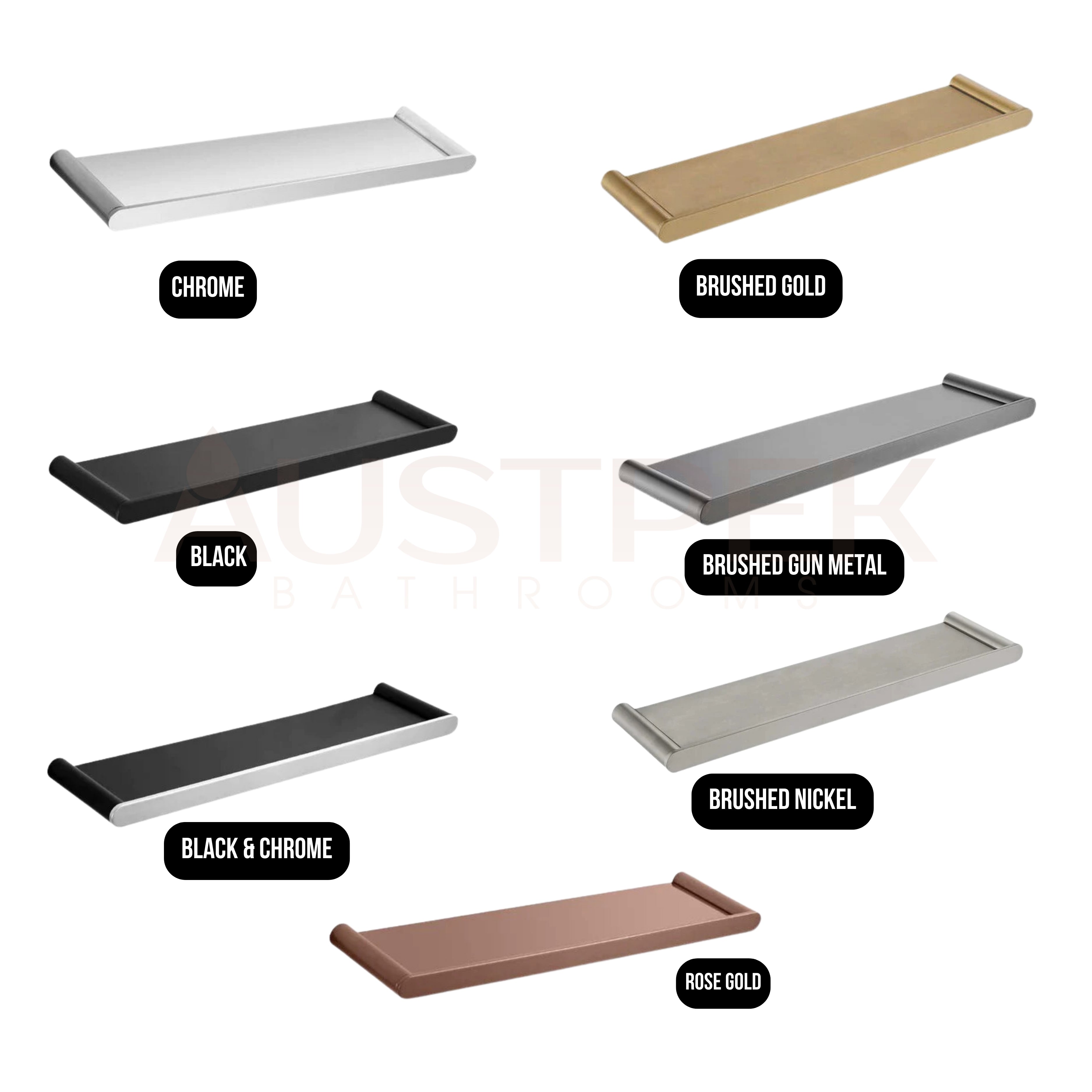 TAPART SLEEK SHELF BRUSHED GUN METAL 500MM