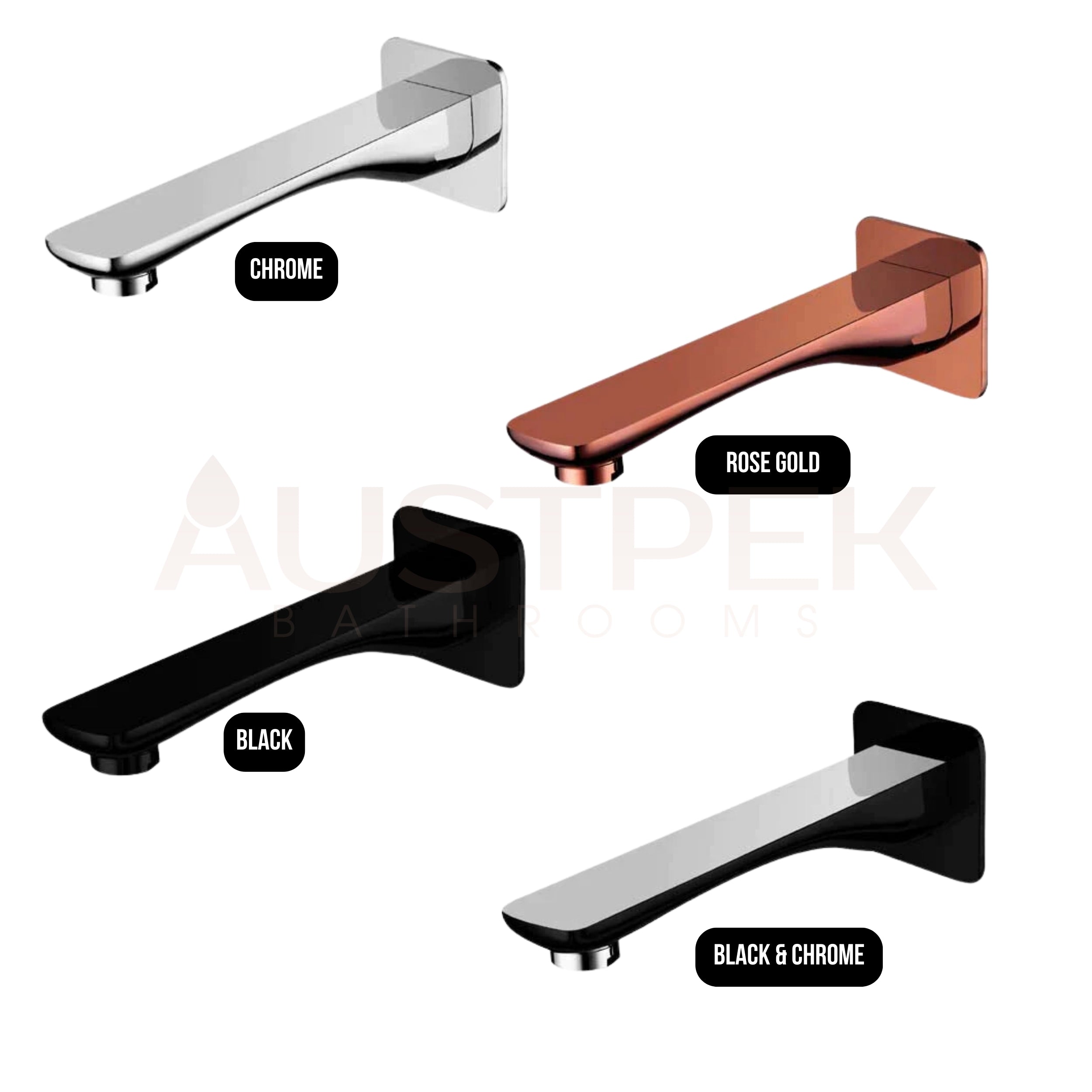 TAPART SLEEK BATH OUTLET 200MM BLACK AND CHROME