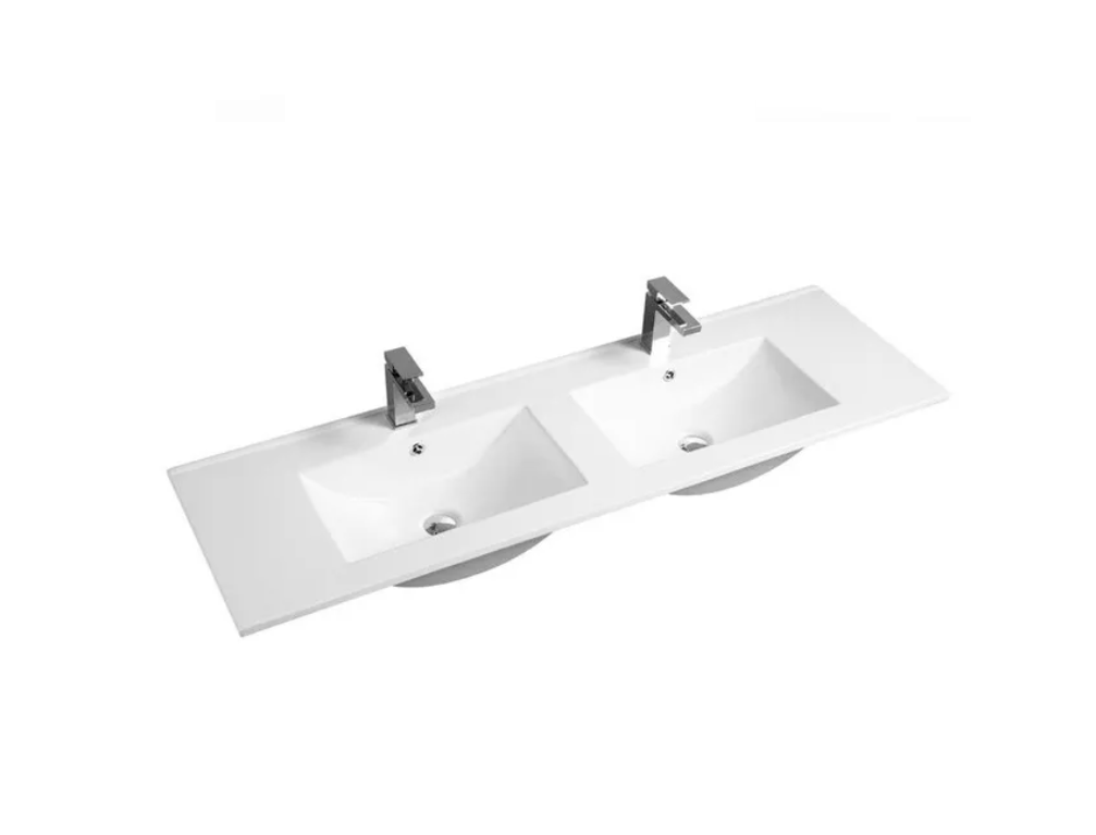 ORIO HAMILTON ACACIA WOOD 1500MM DOUBLE BOWL WALL HUNG VANITY
