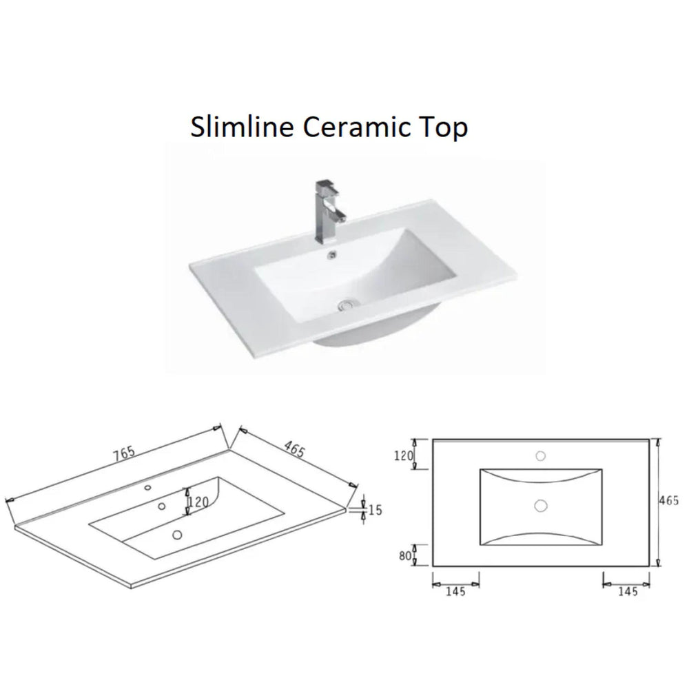 BTH SDL UNIVERSAL OAK GREY 750MM SINGLE BOWL FLOOR STANDING VANITY
