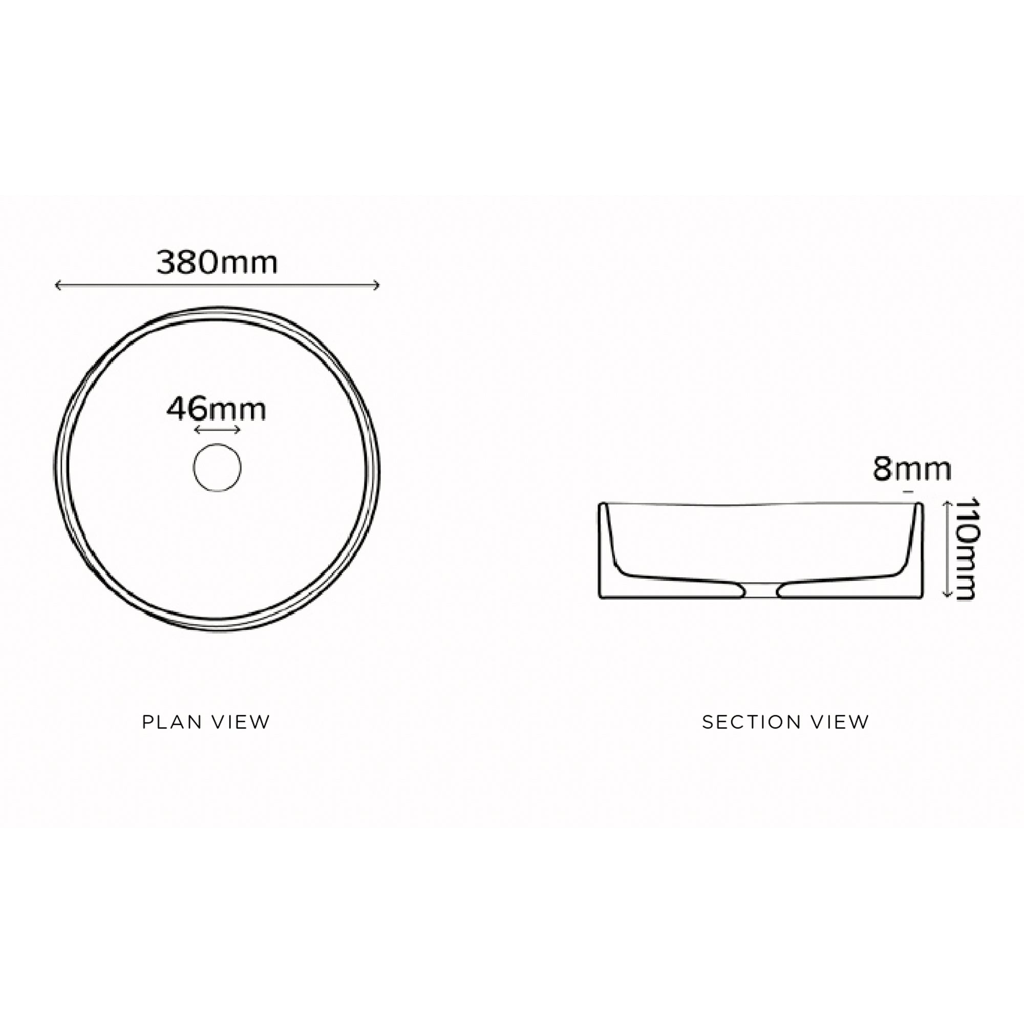 NOOD CO CONSCIOUS RANGE SLIP ABOVE COUNTER / WALL HUNG BASIN PASTEL PEACH 380MM