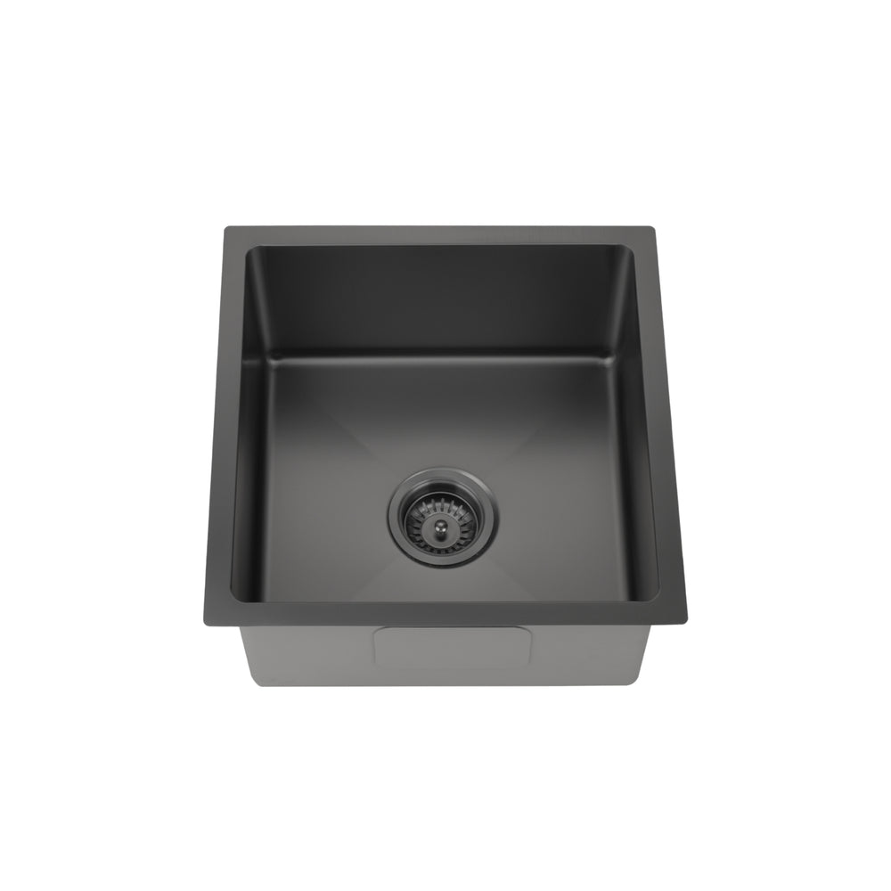 VITO STAINLESS STEEL SINGLE BOWL UNDERMOUNT KITCHEN SINK MATTE BLACK 450MM