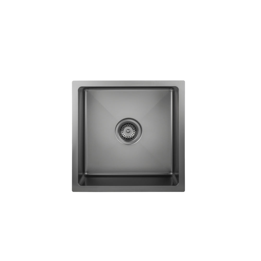 VITO STAINLESS STEEL SINGLE BOWL UNDERMOUNT KITCHEN SINK GUN METAL 450MM
