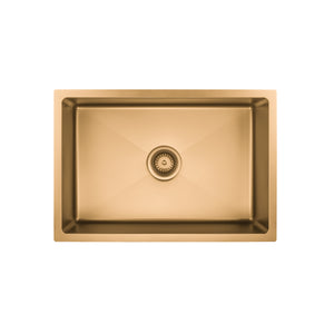 VITO STAINLESS STEEL SINGLE BOWL UNDERMOUNT KITCHEN SINK BRUSHED GOLD 660MM