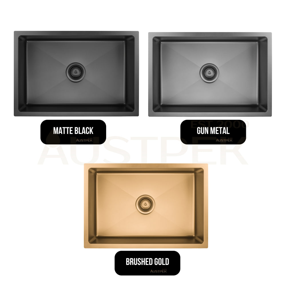 VITO STAINLESS STEEL SINGLE BOWL UNDERMOUNT KITCHEN SINK MATTE BLACK 660MM