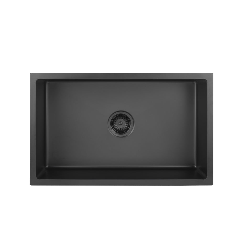 VITO STAINLESS STEEL SINGLE BOWL UNDERMOUNT KITCHEN SINK MATTE BLACK 750MM