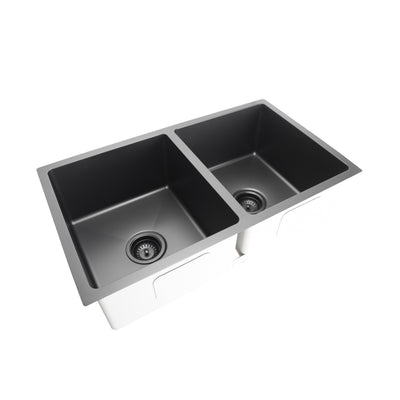 VITO DOUBLE BOWL KITCHEN SINK MATTE BLACK 775MM