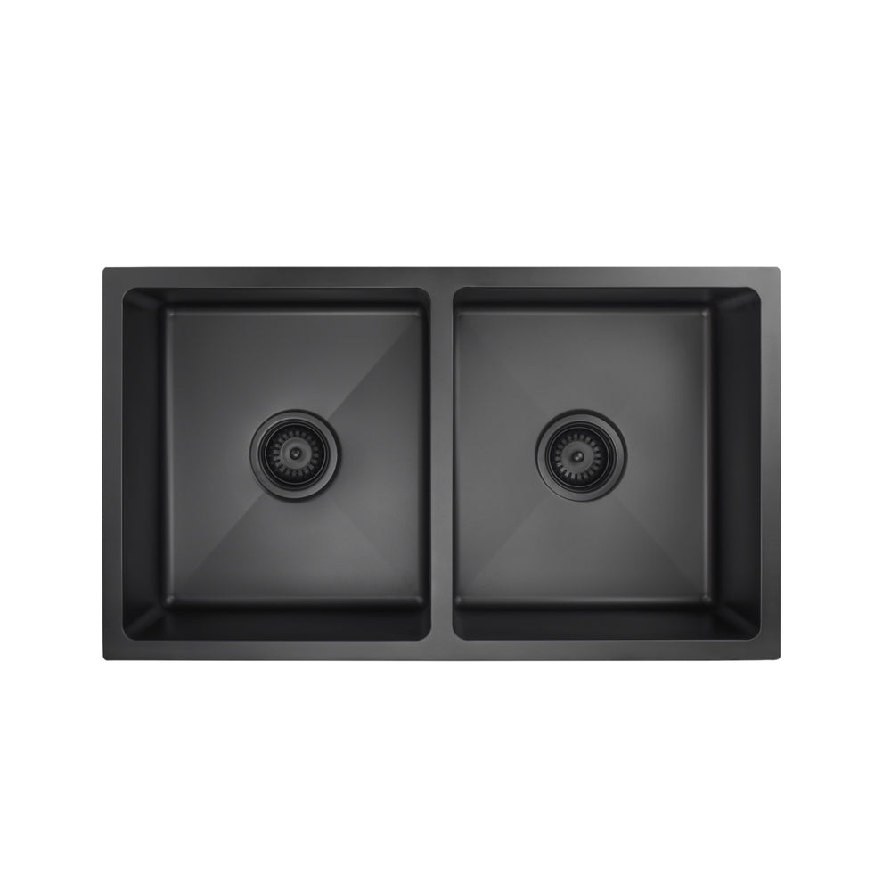 VITO DOUBLE BOWL KITCHEN SINK MATTE BLACK 775MM