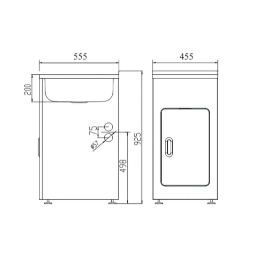 POSEIDON LAUNDRY CABINET AND STAINLESS STEEL TUB 455MM WHITE
