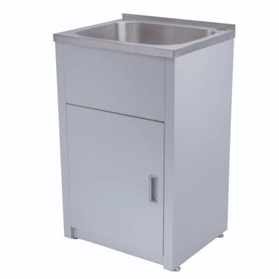 POSEIDON LAUNDRY CABINET AND STAINLESS STEEL TUB 455MM WHITE