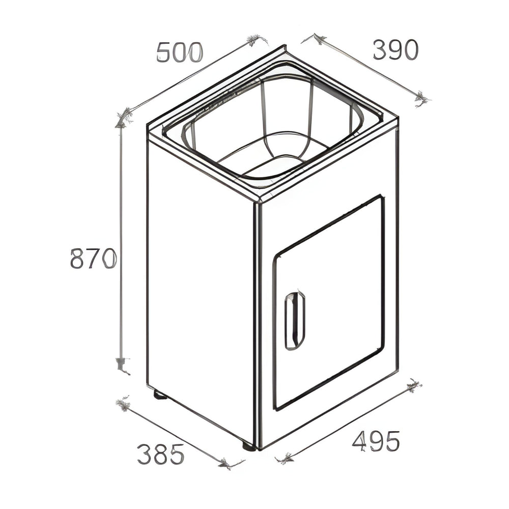 POSEIDON LAUNDRY CABINET AND STAINLESS STEEL TUB 500MM WHITE