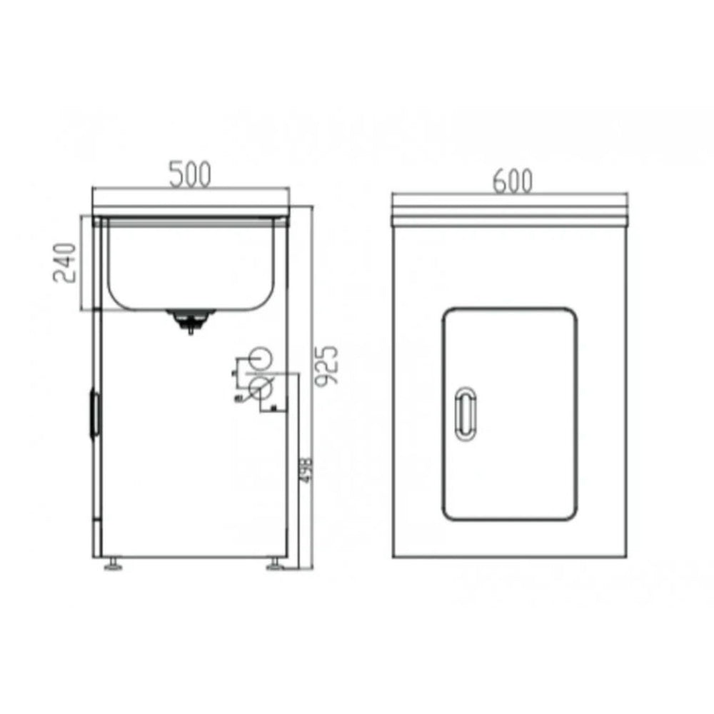 POSEIDON LAUNDRY CABINET AND STAINLESS STEEL TUB 600MM WHITE