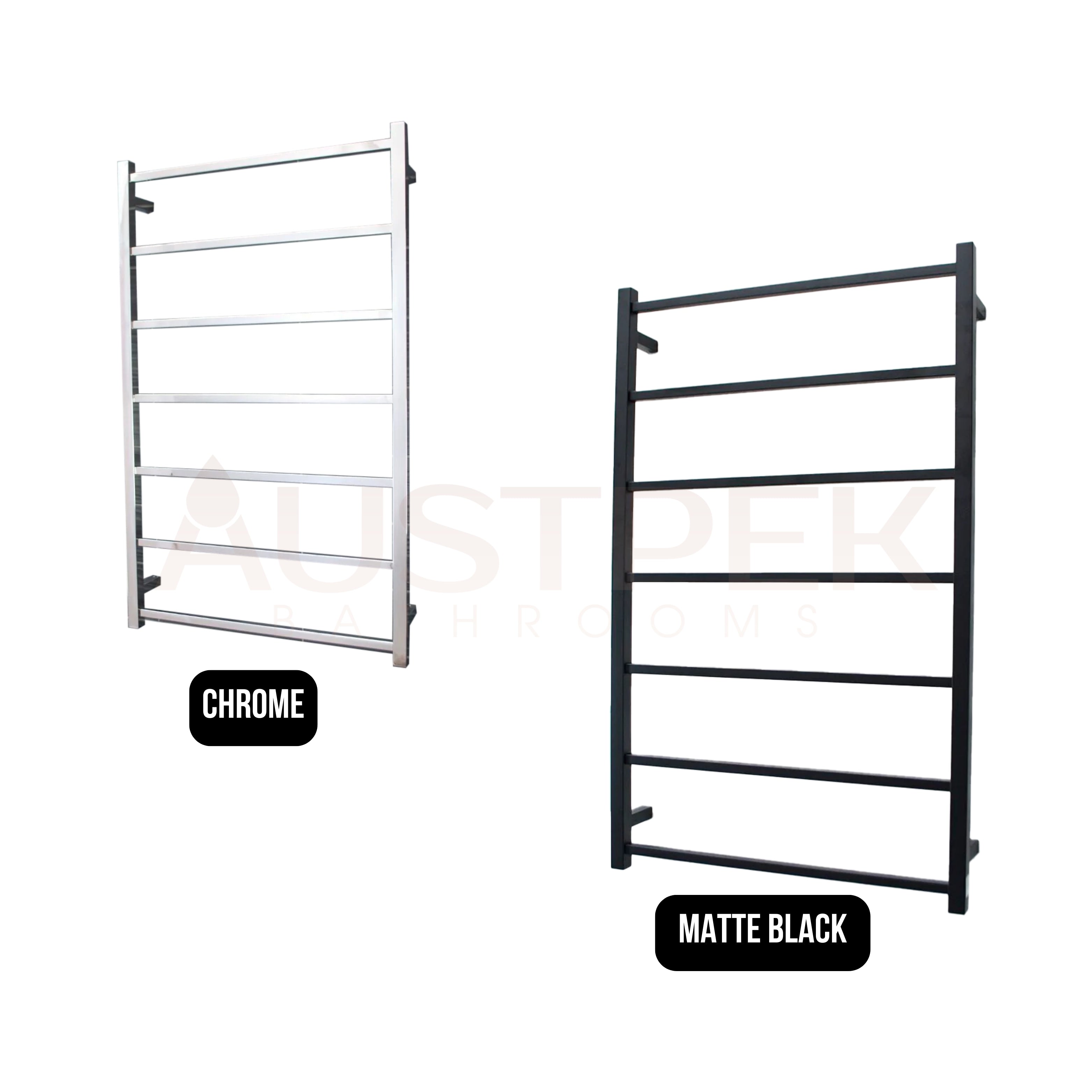 RADIANT HEATING 7-BARS SQUARE NON-HEATED TOWEL RAIL CHROME 700MM