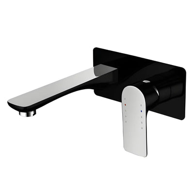 TAPART SLEEK WALL MIXER WITH OUTLET LUXURY BLACK AND CHROME