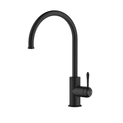 BELLA VISTA MICA HERITAGE LEAD FREE GOOSENECK SINK MIXER 372MM BLACK