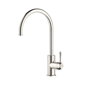 BELLA VISTA MICA HERITAGE GOOSENECK SINK MIXER 372MM BRUSHED NICKEL