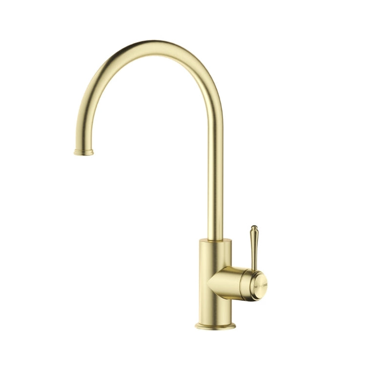 BELLA VISTA MICA HERITAGE LEAD FREE GOOSENECK SINK MIXER 372MM FRENCH GOLD