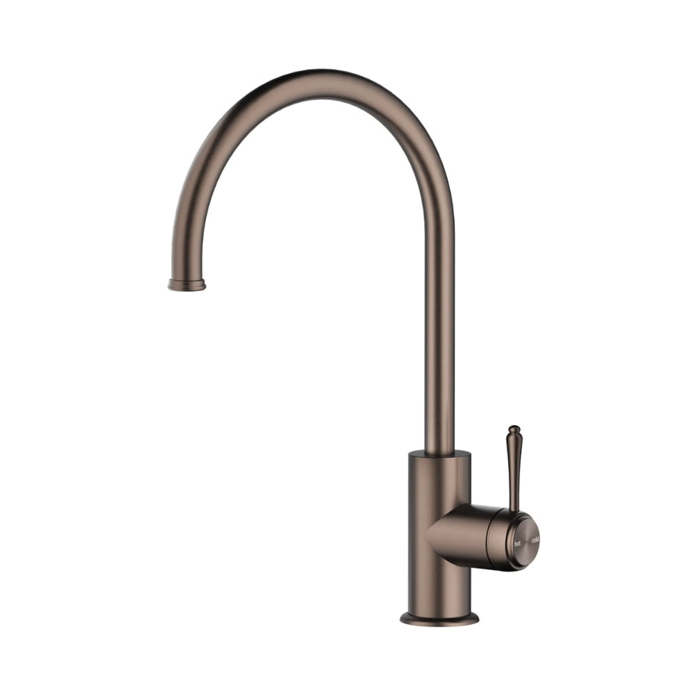 BELLA VISTA MICA HERITAGE LEAD FREE GOOSENECK SINK MIXER 372MM DUSK BRONZE