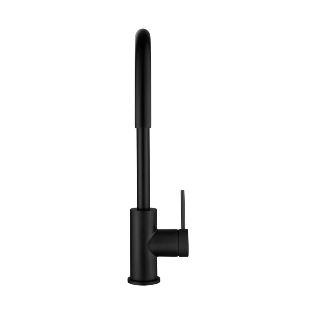 BELLA VISTA MICA LEAD FREE GOOSENECK SINK MIXER 371MM BLACK