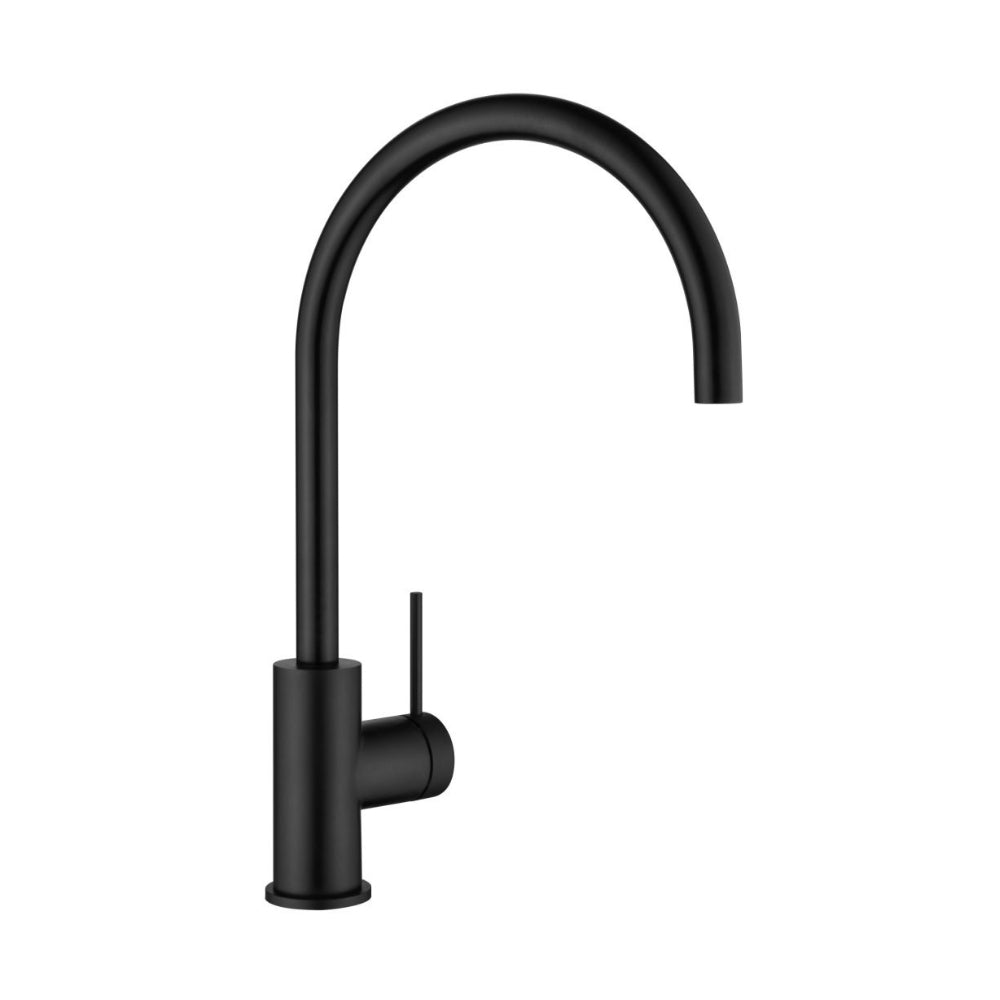 BELLA VISTA MICA LEAD FREE GOOSENECK SINK MIXER 371MM BLACK
