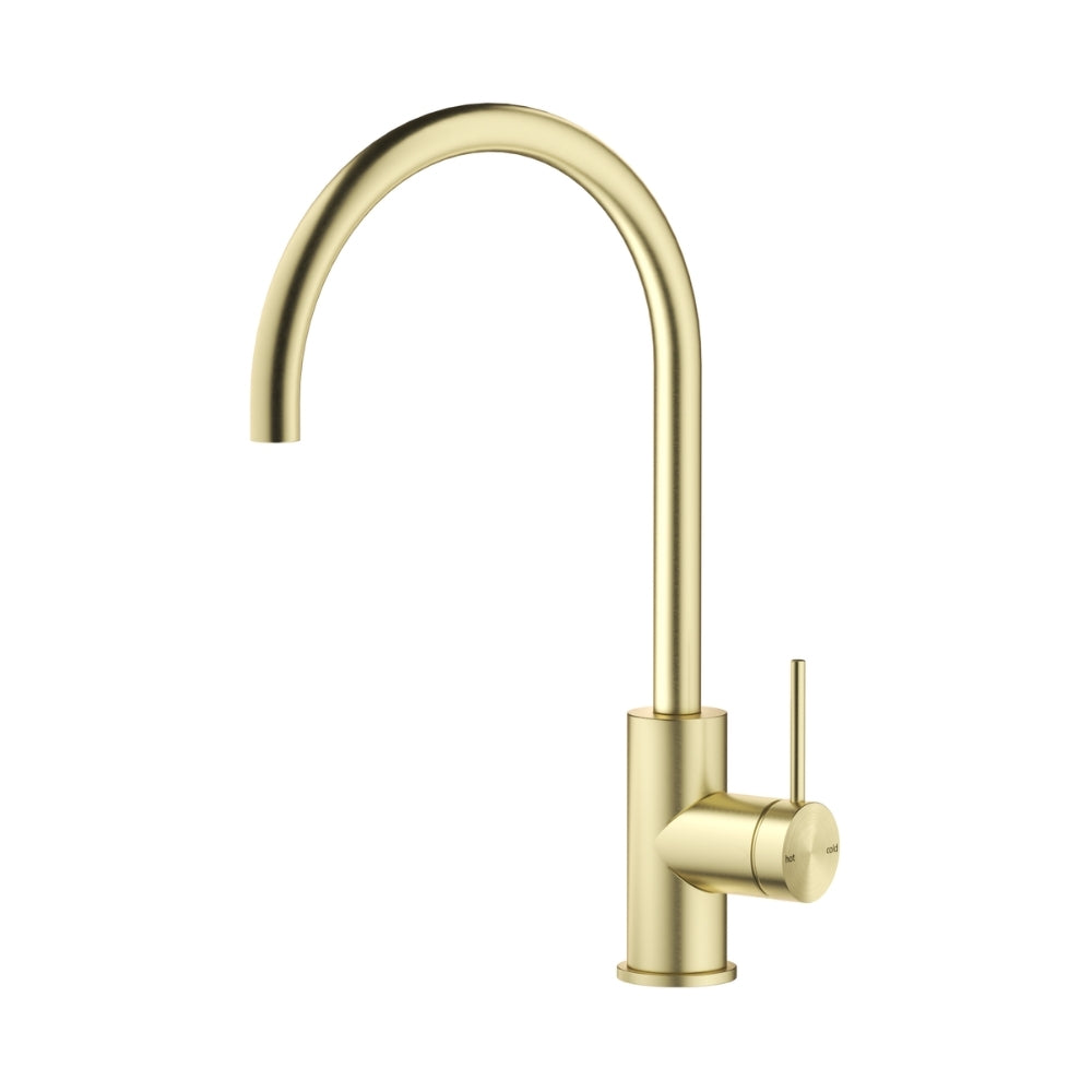 BELLA VISTA MICA LEAD FREE GOOSENECK SINK MIXER 371MM FRENCH GOLD