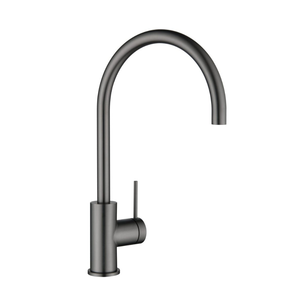 BELLA VISTA MICA LEAD FREE GOOSENECK SINK MIXER 371MM GUN METAL