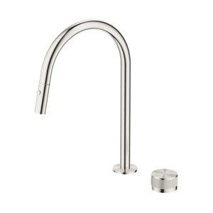 BELLA VISTA MICA FLUTED PULL-OUT HOB MIXER SET 375MM BRUSHED NICKEL